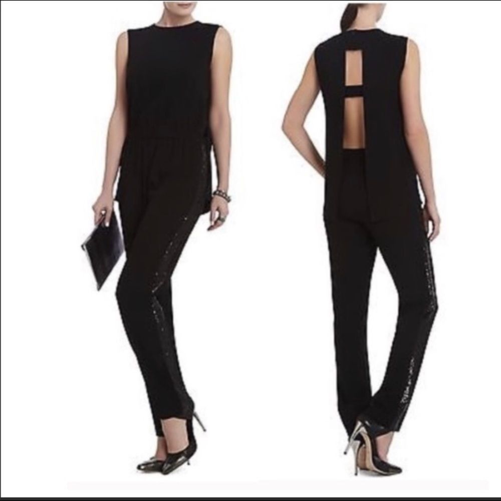 BCBGMaxazria Black Jumpsuit with Sequin Strap